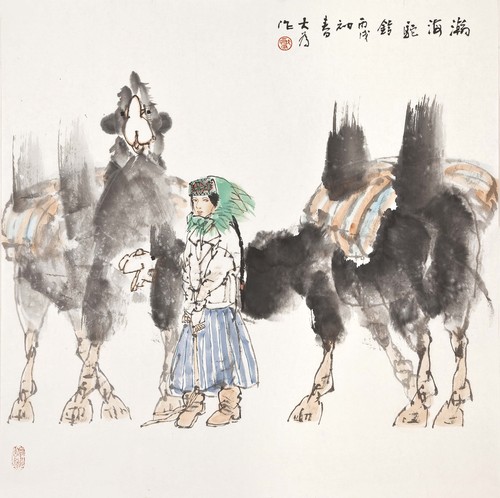 1-劉大為：瀚海駝鈴（中國(guó)畫(huà)）68X68，2006年作