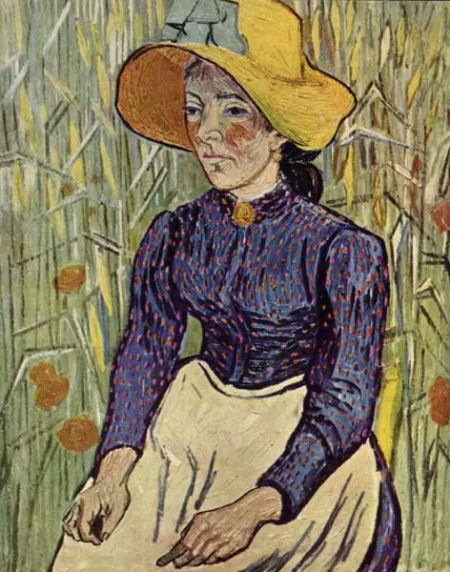 　　《麥前的農婦》(Peasant Woman Against a Background of Wheat，1890)