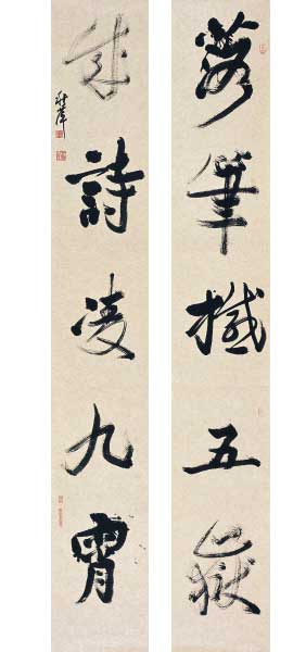 落筆成詩聯 240×35厘米 2010年 胡秋萍