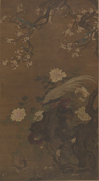     （明 ）呂紀《 牡丹白鷴圖》， 184×99.8cm， 中國畫， 中國美術館藏