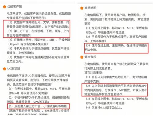 某定向流量卡設(shè)定了種種要求，用戶難以做到不使用套餐外流量。APP截圖