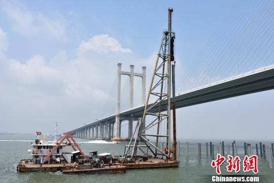 新建福廈鐵路泉州灣跨海大橋系國內首條跨海高鐵大橋，與之相鄰的是已建成的泉州灣跨海高速公路大橋。　黃偉鋒 攝