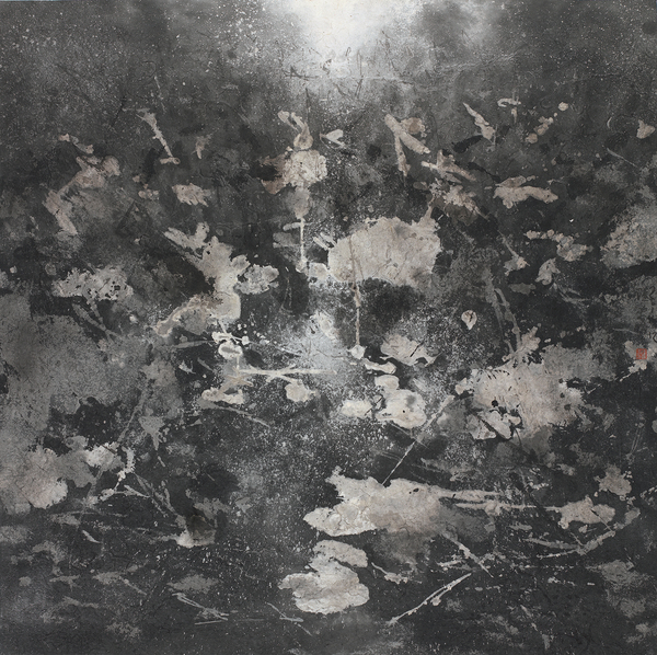 陸春濤，荷塘·2014No.105，97×97cm，紙本水墨設色，2014