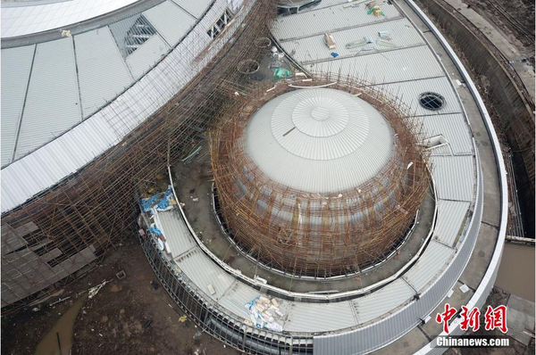 天文館在建的球幕影院。張亨偉 攝