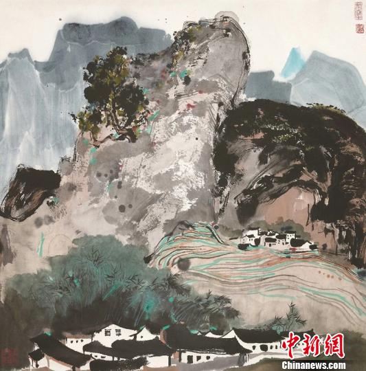 吳冠中的中國(guó)畫《山水》，中國(guó)國(guó)家畫院藏 主辦方供圖