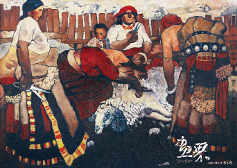 剪羊毛（布面油畫）167.5x234cm-1981年-周春芽