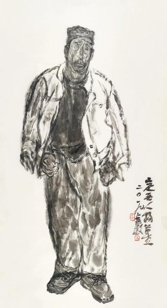 梁占巖  寫生之二  紙本設色  153×83cm