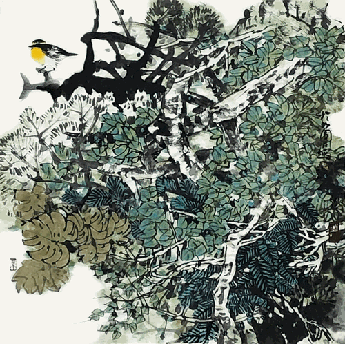 花-鳥68x68cm-2021年-吳東民