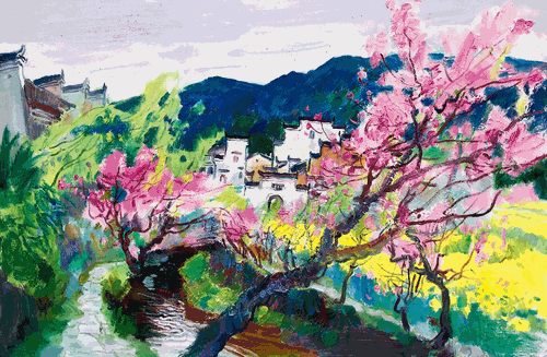 山村三月（油畫）100×150cm-2021年-宋衛東