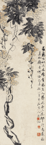 紫藤圖-106×34cm-1919年-齊白石-北京畫院藏