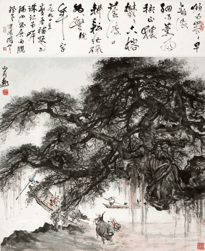 榕蔭渡口-117×95cm-1961年-關(guān)山月2