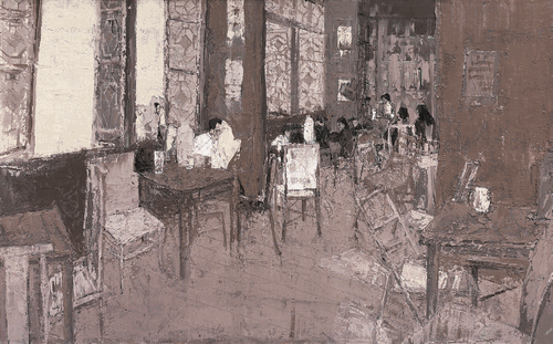 印象·茶館故事（油畫）100×160cm--趙-華