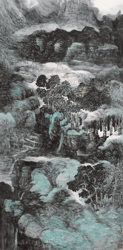 云林鐘聲（國畫）138×68cm-2009年-朱-敏