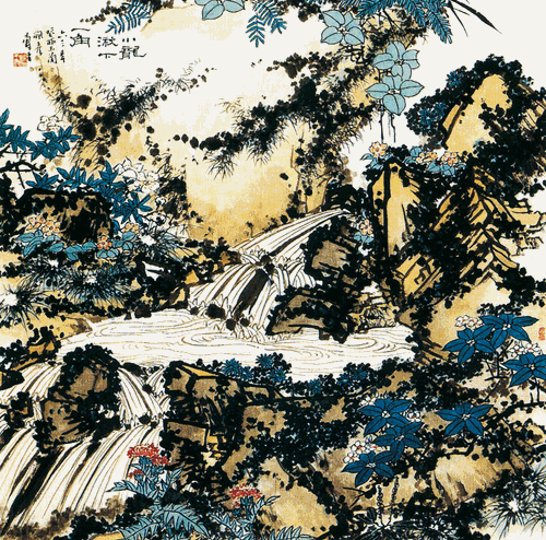 小龍湫下一角圖（國畫）107.8×107.5cm-1963年-潘天壽