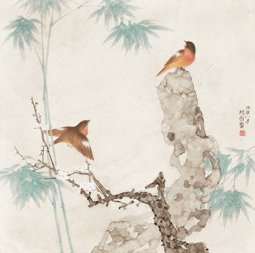 細雨輕唱（國畫）66×65cm-1992年-胡-勃.2